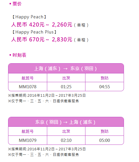 促销活动:乐桃航空上海-大阪\/东京开航纪念促销