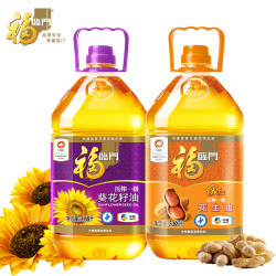 福临门 非转基因压榨一级花生油+葵花油 3.68L*2瓶