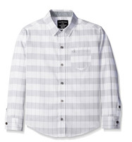 Calvin Klein 卡尔文·克莱 男童格纹长袖衬衫 35A64008 白色 中码