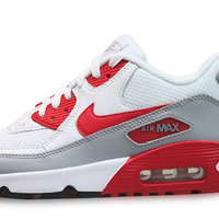 NIKE 耐克 AIR MAX 90 GS 大童款复古跑鞋 833418-106 白/大学红/狼灰 US4Y码36码