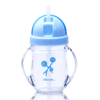 kidsme 亲亲我 906025 双耳晶透吸管杯  240ml