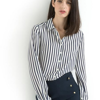 LAURA CLEMENT 竖条纹真丝衬衫