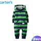 Carter's 绿色条纹长袖连体衣爬服全棉男宝婴儿童装 118G650