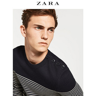 ZARA 00367307401 男装横条纽扣领针织衫