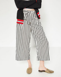 ZARA TRF 07521098064  女装 宽管及踝裤 