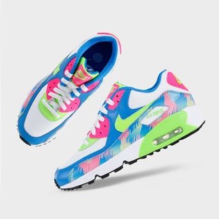 NIKE 耐克 AIR MAX 90 GS 大童款复古跑鞋 833418-106 白/大学红/狼灰 US4Y码36码