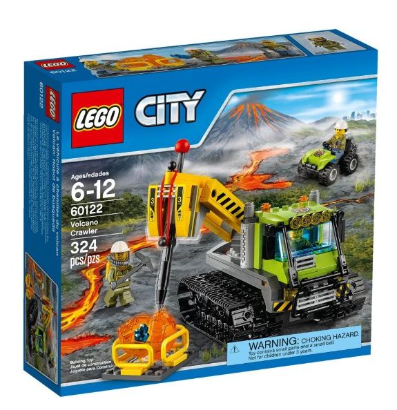 新低价lego乐高city城市系列60122火山探险履带式潜孔钻车