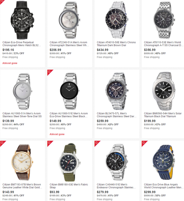 ebay CITIZEN 西铁城 精选腕表 促销专场活动