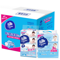 Vinda 维达 婴儿柔湿巾（手口可用）80片装*3包+4包婴儿用纸面巾