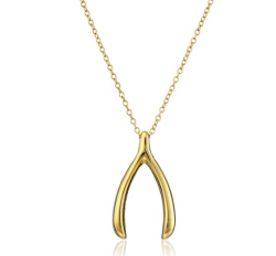 Amazon Collection 18k 黄色镀金纯银如愿骨吊坠项链  