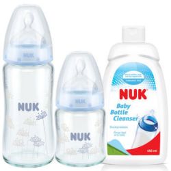 NUK 宽口径玻璃奶瓶婴儿宝宝新生儿奶瓶配防胀气