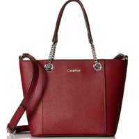 Calvin Klein Saffiano Mini 女款真皮手提包 红色
