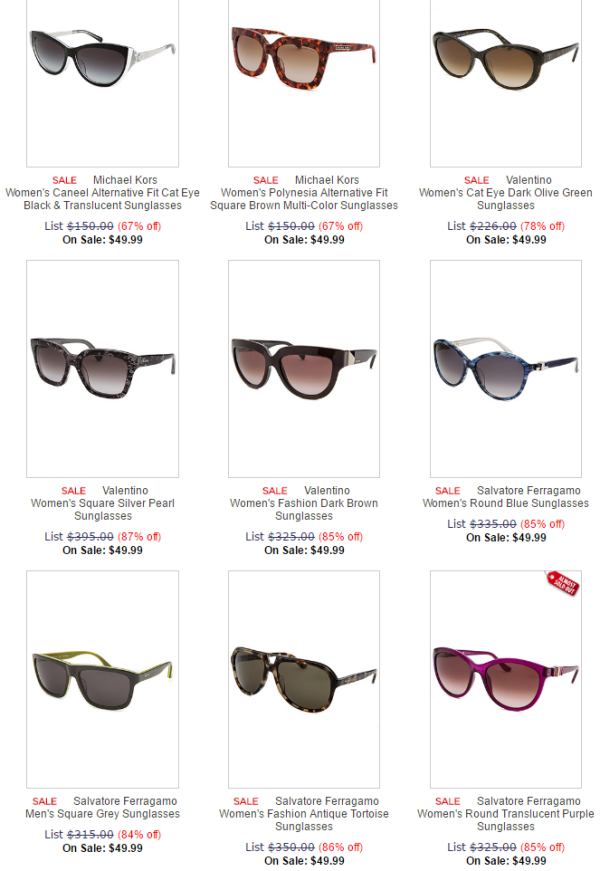 Smart Bargains 精选奢侈品牌太阳镜促销(包含VALENTINO、Chloé、Ferragamo等品牌)