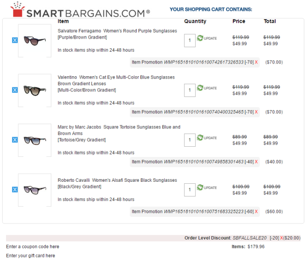 Smart Bargains 精选奢侈品牌太阳镜促销 含VALENTINO、Ferragamo等品牌