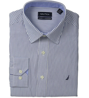 Nautica 诺帝卡 Poplin Stripe 男士全棉条纹衬衫 