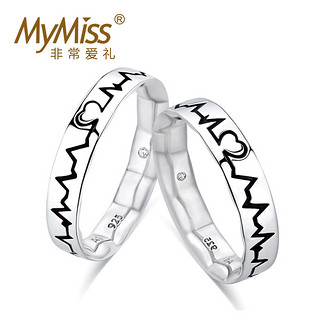 MyMiss 非常爱礼 925银 MR-0184 镀银戒指 (4g、20号、银色、黑色)