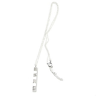 TIFFANY & Co 30419308 女款银饰文字条形吊坠项链