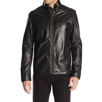 历史新低： COLE HAAN Smooth Leather Moto Jacket 男款羊羔皮夹克