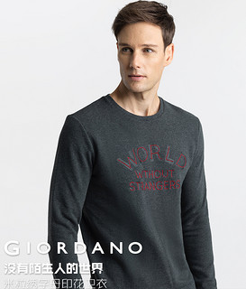 GIORDANO 佐丹奴 81096802 印花圆领男士卫衣