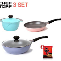 CHEF TOPF La rose 玫瑰锅3件套装 含锅盖30cm（24cm+26cm+30cm）