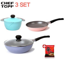 CHEF TOPF La rose 玫瑰锅3件套装 含锅盖30cm（24cm+26cm+30cm）