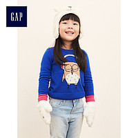 Gap 盖璞 女幼童 卡通图案圆领针织衫长袖毛衣 深蓝色 80cm