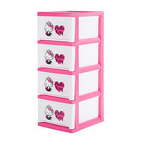 IRIS 爱丽思 Disney环保树脂四层儿童收纳柜抽屉整理柜 粉色Kitty
