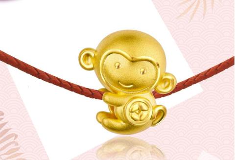 双11预告chowtaiseng周大生y0gc0229十二生肖黄金猴转运珠12g赠送皮绳