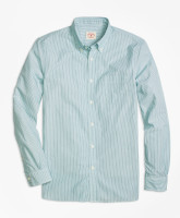 布克兄弟 Brooks Brothers Green Stripe  男士休闲衬衫