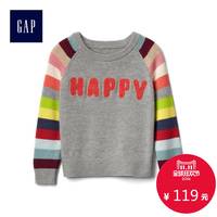Gap 盖璞 384948 字母装饰拼色插肩袖毛衣 杂灰色 80cm