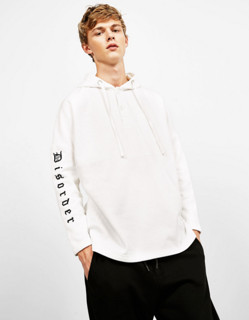 Bershka 07046111800 亚洲限定 字母刺绣抓绒连帽卫衣