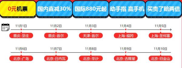 11月11日国航特惠日活动预告