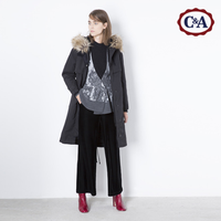 西雅衣家 C&A CA200185172 女士毛领连帽工装外套