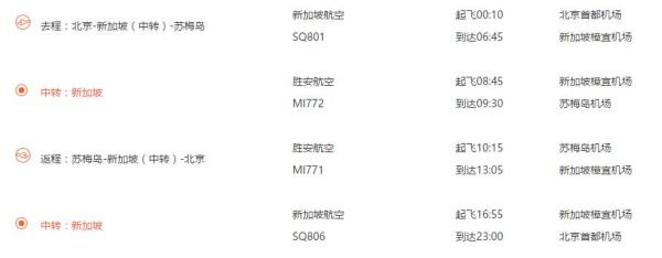 北京-苏梅岛 5天4晚自由行(往返含税机票+全程住宿+接送机+旅游险)