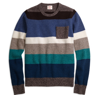 布克兄弟 Brooks Brothers  Marled条纹圆领毛衣