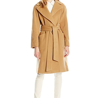 ANNE KLEIN Wool Big Belt Wrap 女士羊毛混纺大衣窄