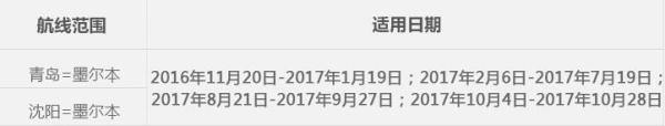 沈阳/青岛-墨尔本 1-90天直飞往返含税机票
