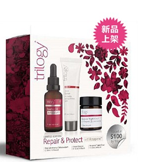 trilogy 2016圣诞套装 （玫瑰果油30ml+玫瑰果洁面乳30ml+晚霜25ml）