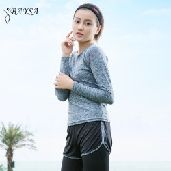 贝莎 瑜伽服套装秋冬三件套女显瘦长袖 2016运动跑步健身服女套装