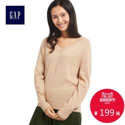 GAP 盖璞 美利奴羊毛羊绒混纺 女士V领针织衫