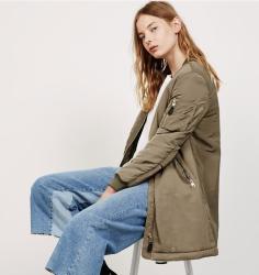 Bershka 女士 06322085 长款休闲飞行夹克 