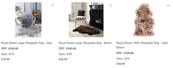 海淘券码：THE HUT Royal Dream 大号 整张羊皮地毯