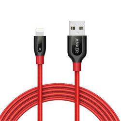 Anker A8121 苹果数据线 0.9米 MFI认证 尼龙红色 手机数据线/充电线 适用于iPhone7/6S/6SP/SE/6P/5S/5