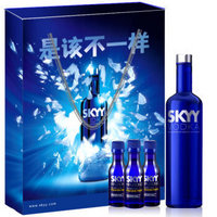 限地区：SKYY Vodka 深蓝牌原味伏特加 礼盒装 750ml*3件+凑单品