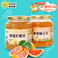 东大韩金 蜂蜜柚子茶 500g+蜂蜜柠檬茶 500g（附赠：随行杯+木勺）