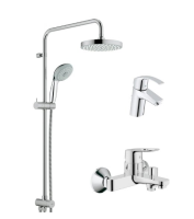 GROHE 高仪 现代型三出水淋浴柱套装花洒套装 赠面盆龙头
