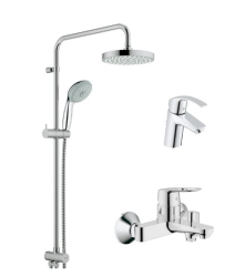GROHE 高仪 现代型三出水淋浴柱套装花洒套装 赠面盆龙头