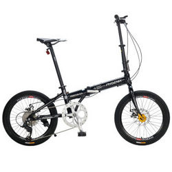 凤凰折叠自行车20寸铝合金/高碳钢7/8速双碟刹男/女式公路自行车 八速版黑色