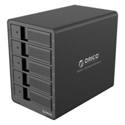ORICO 奥睿科  9558RU3 全铝五盘位USB3.0免工具抽取式RAID磁盘阵列盒阵列柜 黑色
