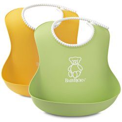 BABYBJORN Soft Bib 软胶防碎屑 围嘴(黄色+绿色 2只装 4个月以上)